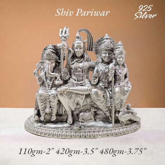 Shiv Parivar Idol In Pure 925 Silver