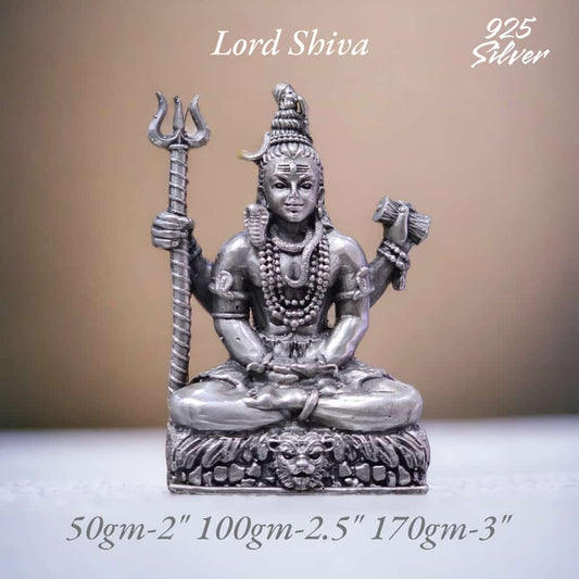Lord Shiva Idol In Pure 925 Silver