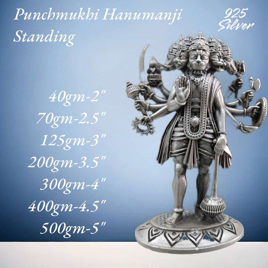Panchmukhi Hanuman Idol In Pure 925 Silver