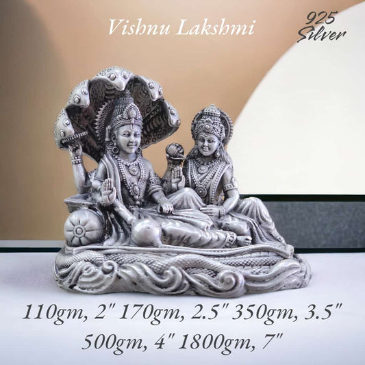 Vishnu Laxmi Idol In Pure 925 Silver