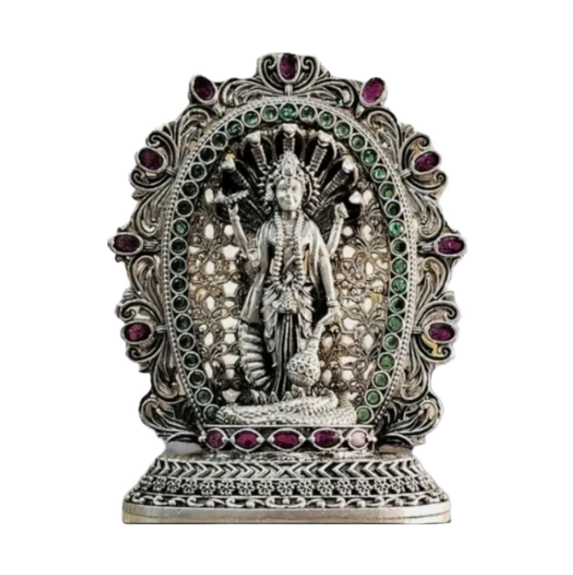 925 silver Lord Vishnu idol with intricate detailing and embellishments by RudraShiv Blessing