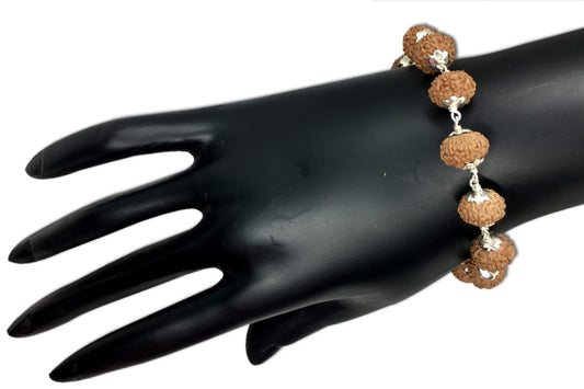 9 Mukhi Indonesian Rudraksha Bracelet In Silver