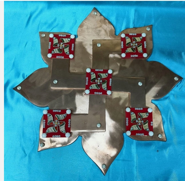 Copper Lotus Swastik For All Navgraha & Vastu Dosh Nivaran 18 Inch Energized
