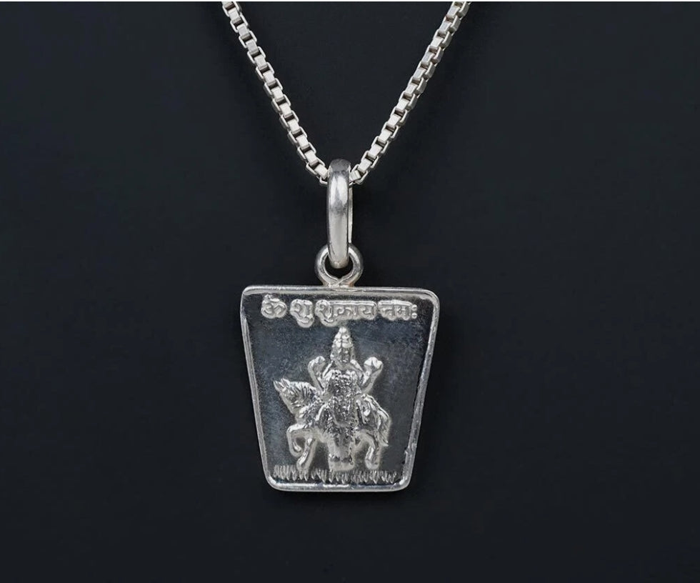 Shukra (Venus) Planet Yantra Pendant Pure Silver Activated & Energized Locket