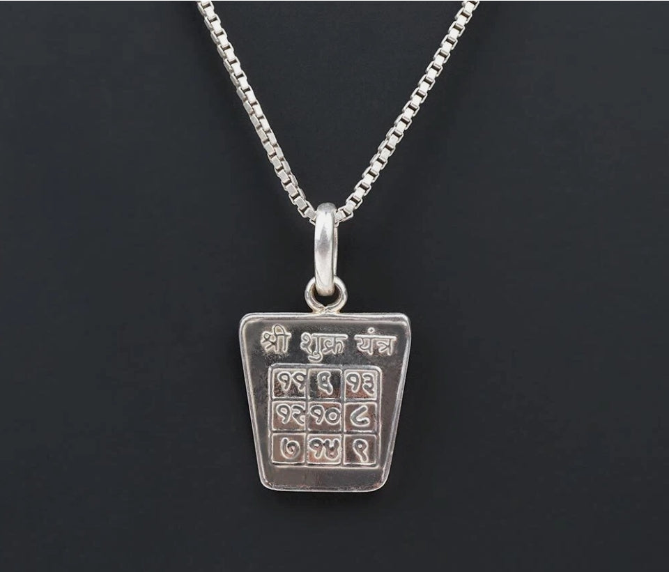 Shukra (Venus) Planet Yantra Pendant Pure Silver Activated & Energized Locket