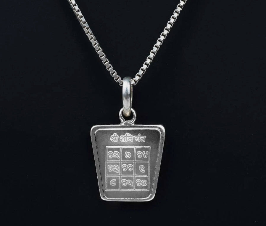 Shani (Saturn) Planet Yantra Pendant Pure Silver Activated & Energized Locket