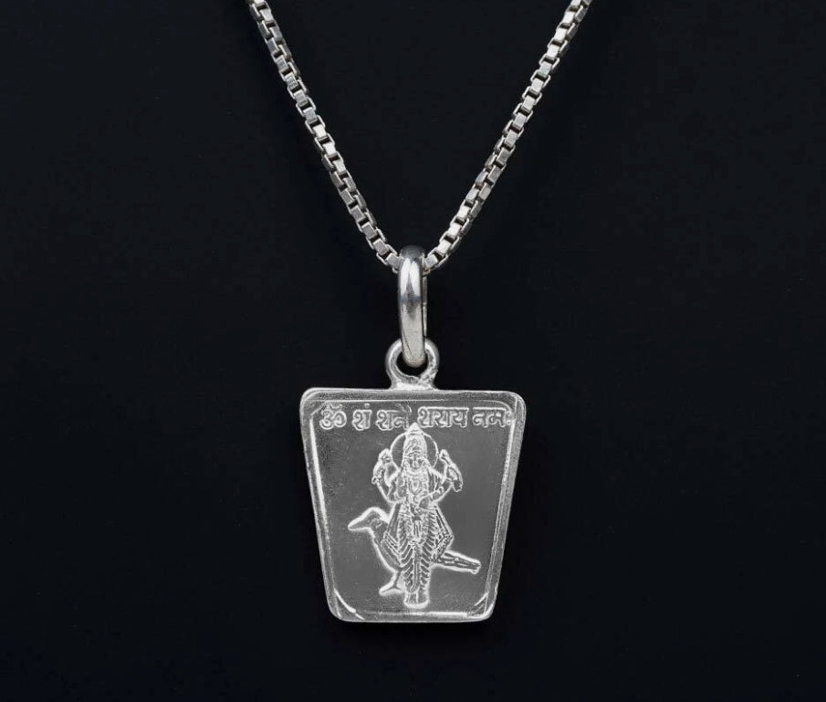Shani (Saturn) Planet Yantra Pendant Pure Silver Activated & Energized Locket