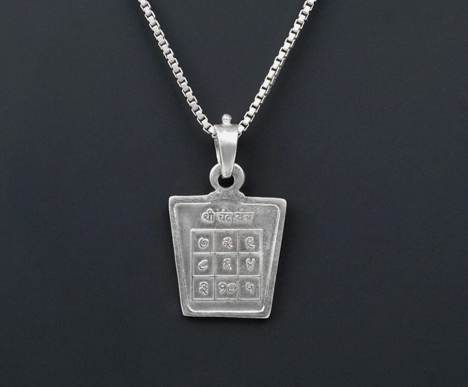 Chandra (Moon) Planet Yantra Pendant Pure Silver Activated & Energized Locket
