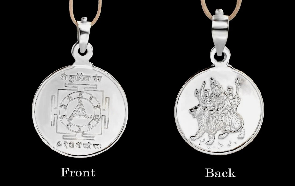 Durga Bisa Yantra Pendant Pure Silver 999 Activated & Energized Locket