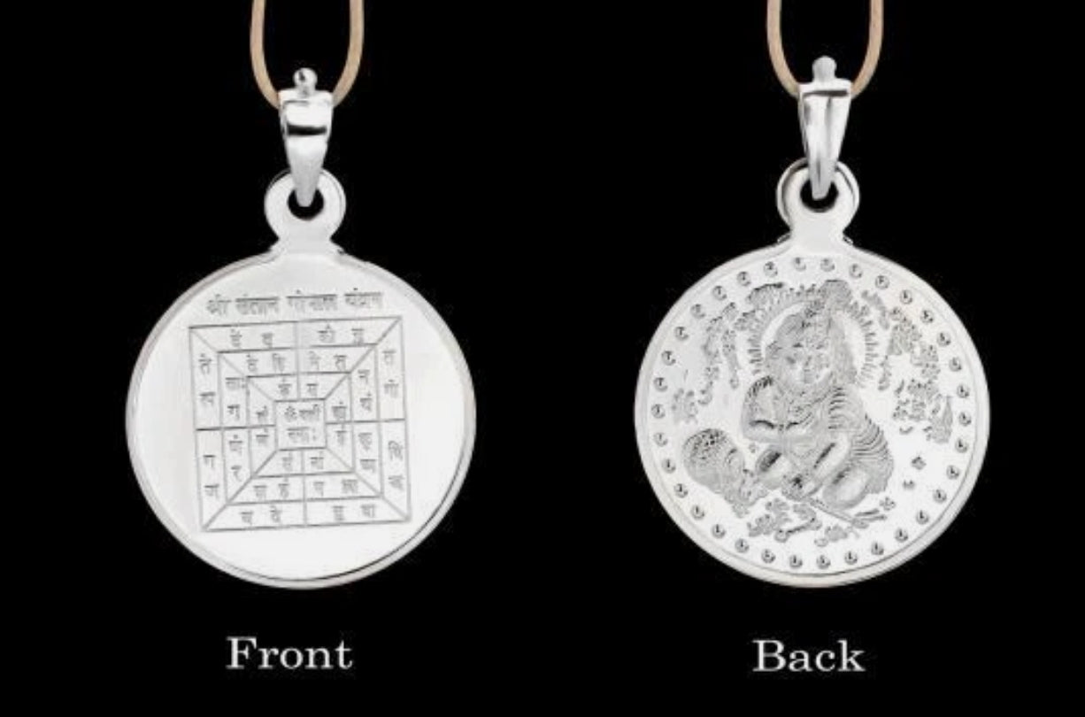 Santan Gopal Yantra Pendant Pure Silver 999 Activated & Energized Locket