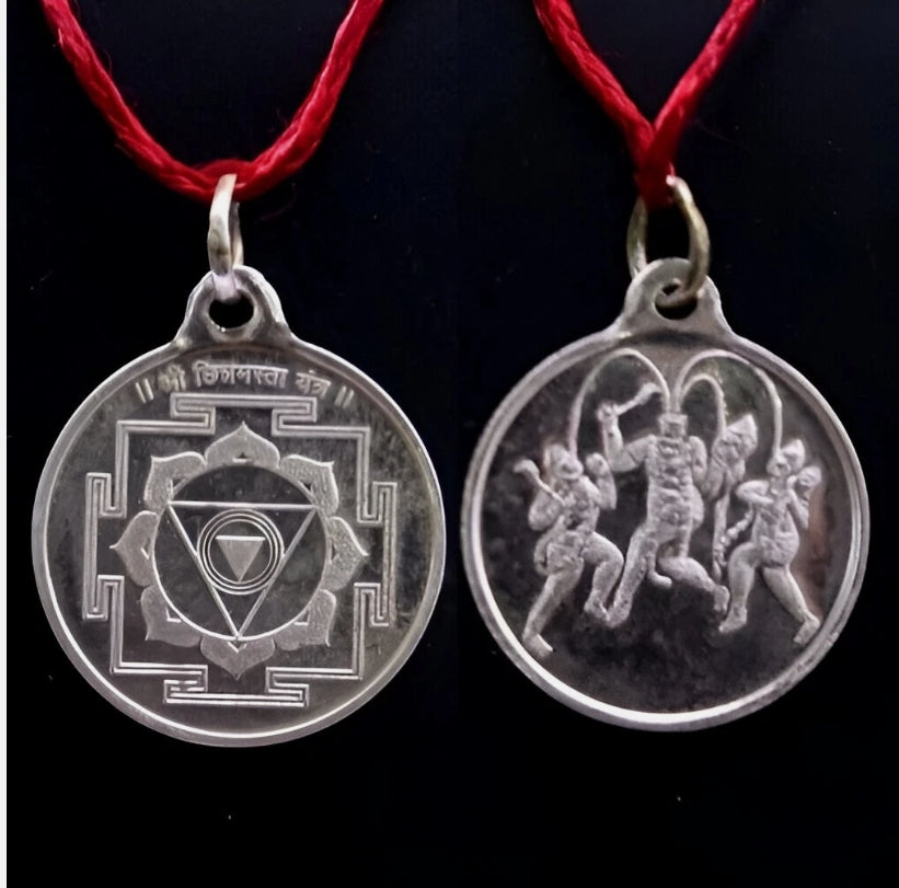 Chhinamasta Yantra Locket / Pendant Pure Silver Activated & Energized