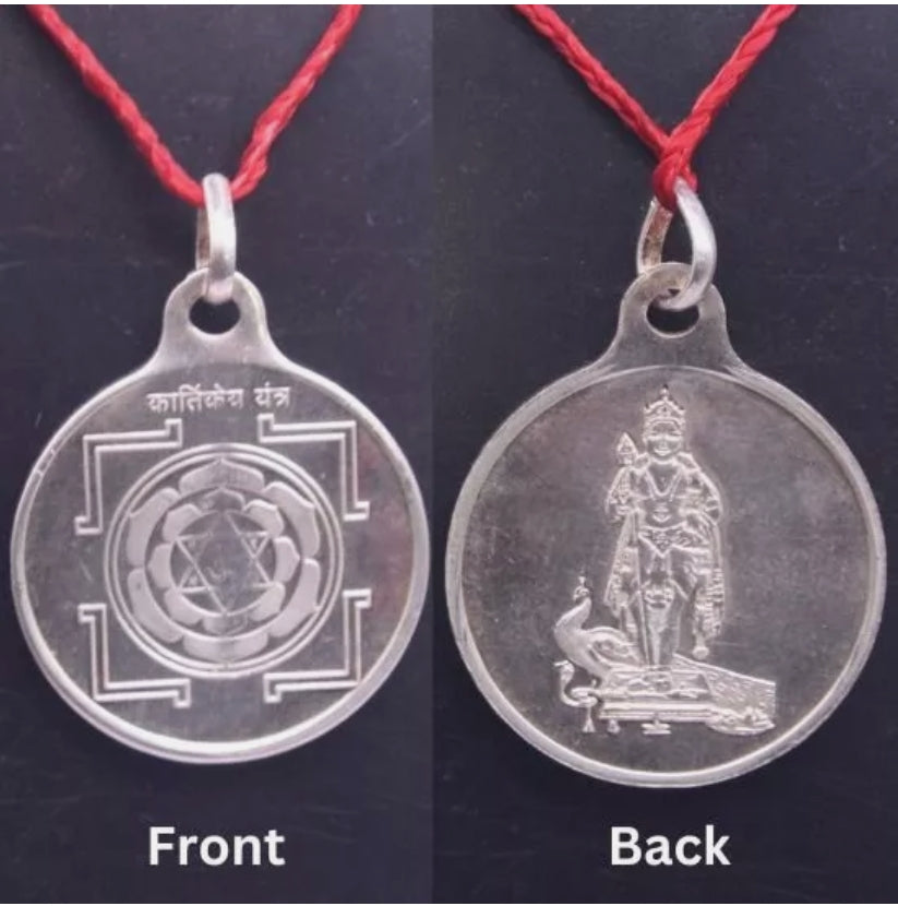 Murugan Yantra Locket / Pendant Pure Silver 10 Grams Activated & Energized