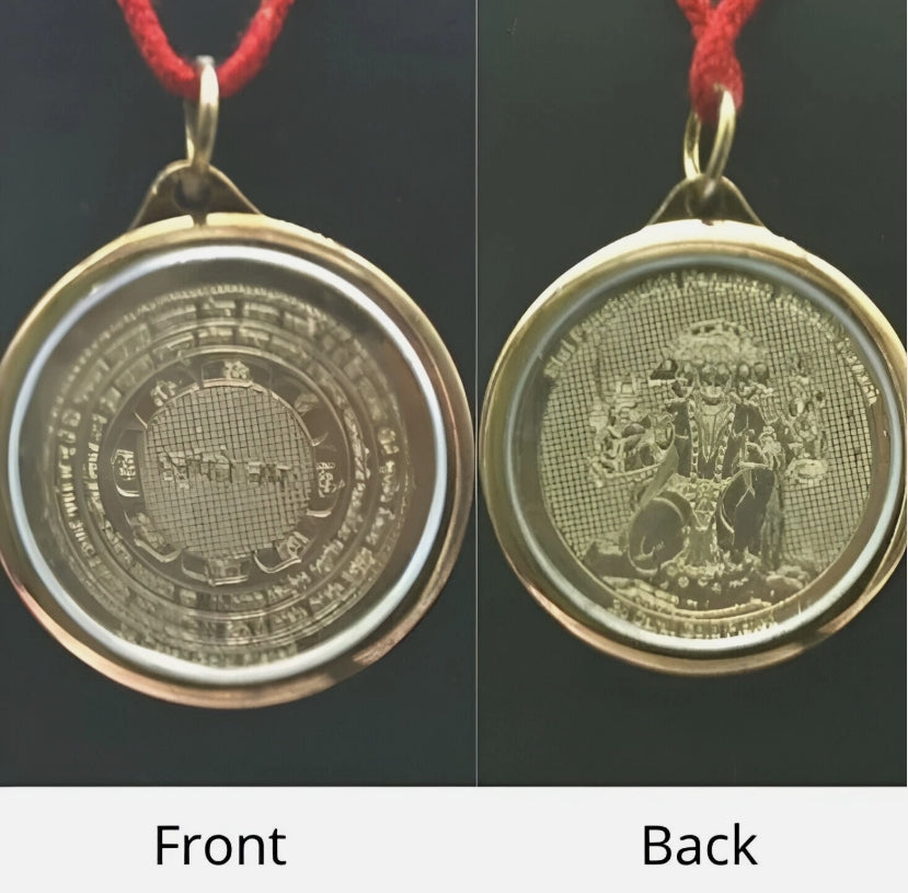 Panchmukhi Hanuman Yantra Locket / Pendant Gold Plated Activated & Energized
