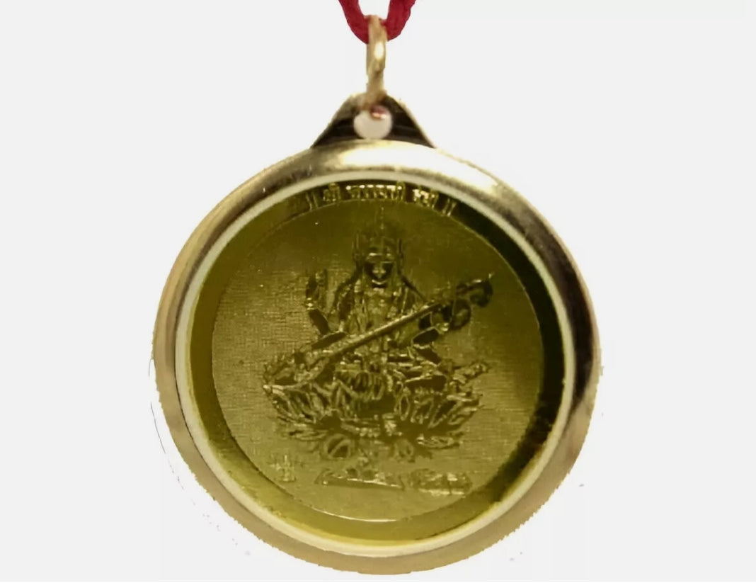 Saraswati Yantra Locket / Pendant Gold Plated Activated & Energized