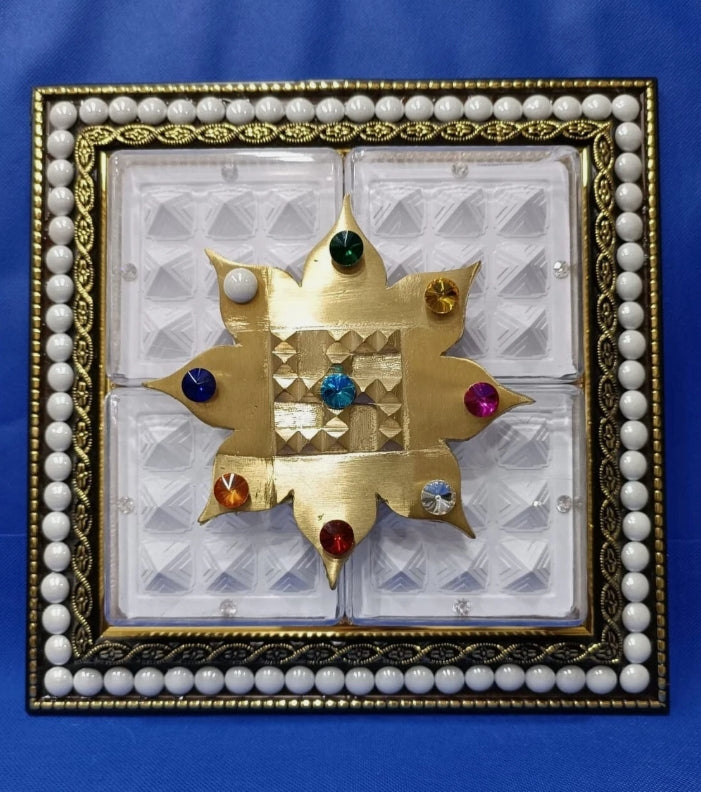 Copper Lotus Swastik With Navgraha Stone For Brahmasthan 11 Inch Energized