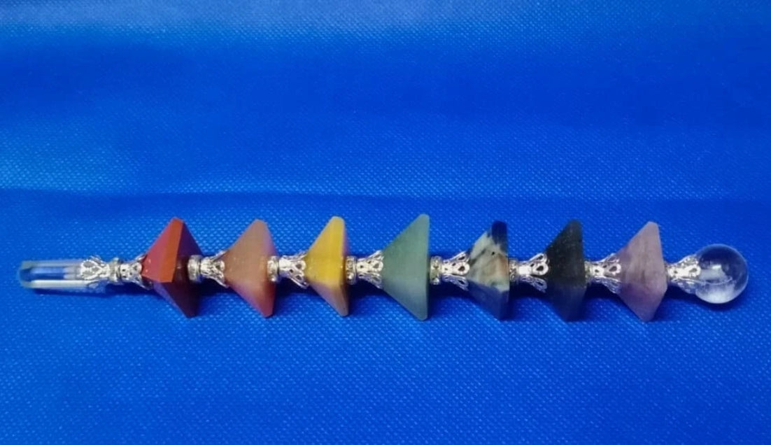 Seven Chakra Pyramid Healing Stick for Meditation, Reiki, Healing Energized