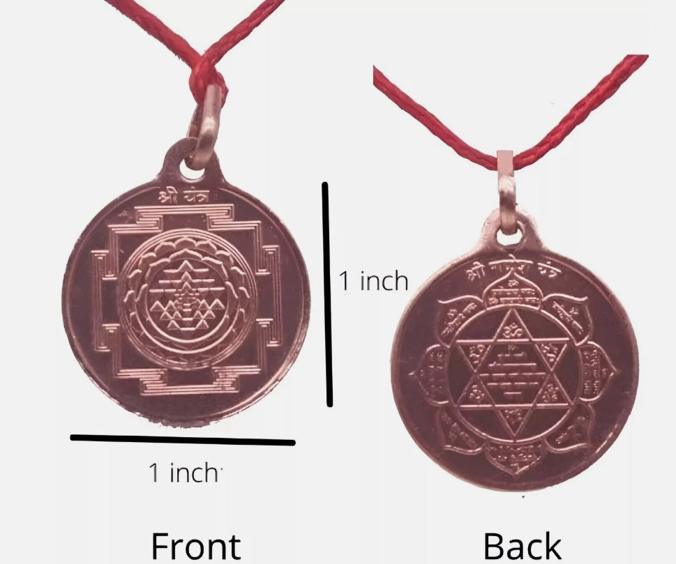 Laxmi Ganesh Yantra Locket / Pendant Pure Copper Activated & Energized