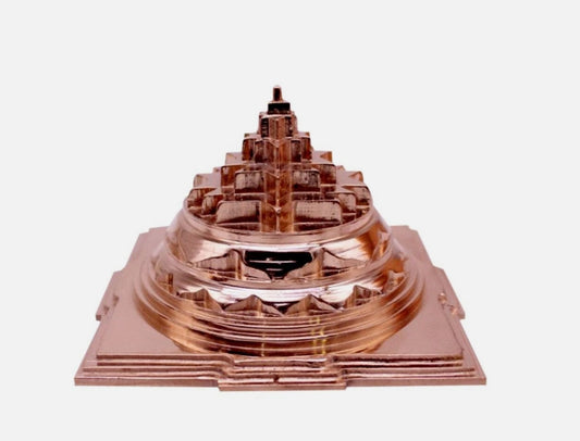 Meru Shree Yantra Pyramid In Pure Copper 5 Inches Energized
