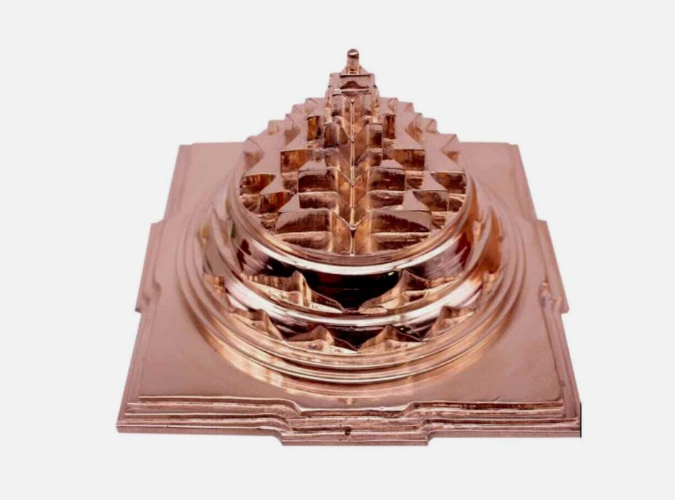 Meru Shree Yantra Pyramid In Pure Copper 5 Inches Energized