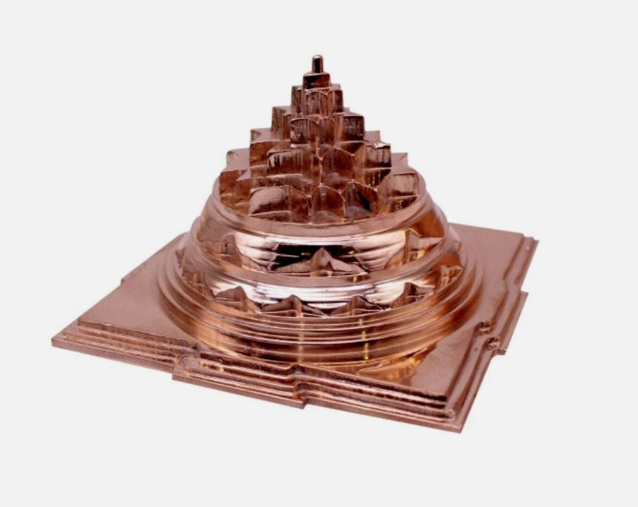Meru Shree Yantra Pyramid In Pure Copper 5 Inches Energized