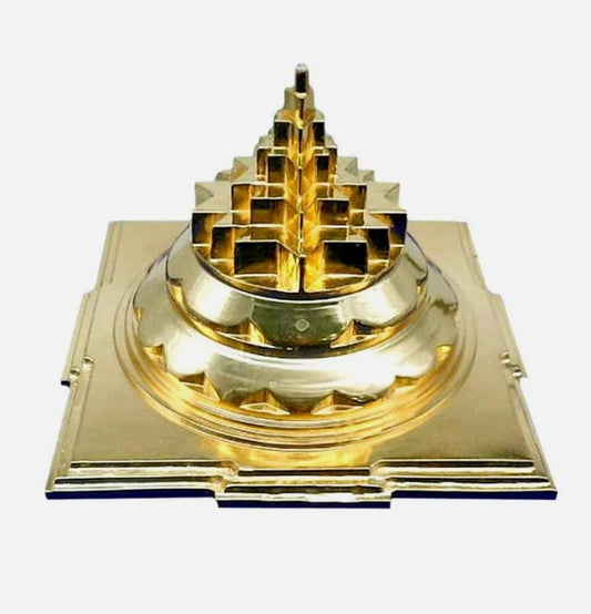 Meru Shree Yantra Pyramid In Alloy Metal 6 Inches Hollow Energized