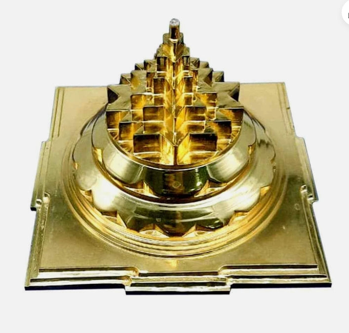 Meru Shree Yantra Pyramid In Alloy Metal 6 Inches Hollow Energized
