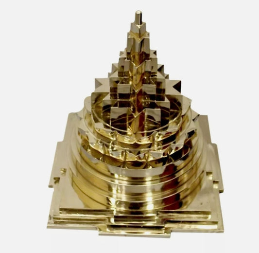 MahaMeru Shree Yantra Pyramid In Alloy Metal 12 Inches Energized