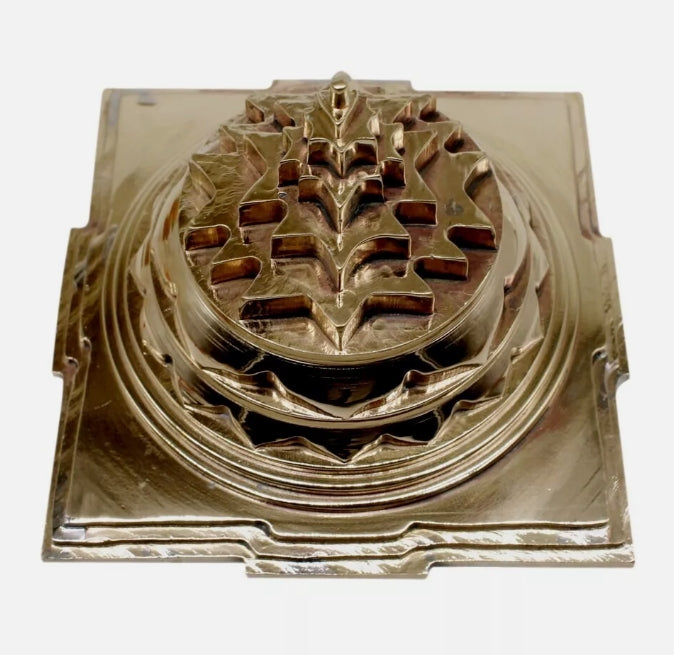 Meru Shree Yantra Pyramid In Alloy Metal 5 Inches Hollow Energized