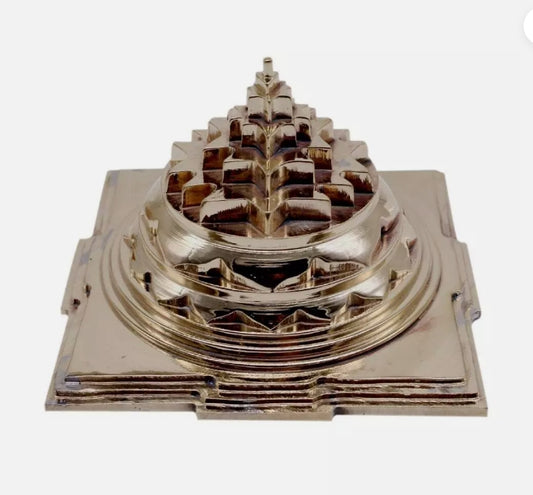 Meru Shree Yantra Pyramid In Alloy Metal 5 Inches Hollow Energized