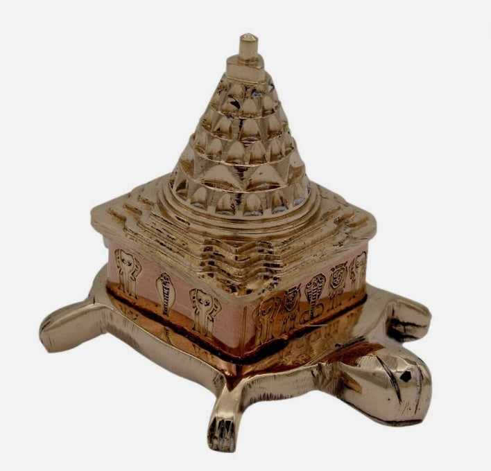 Tortoise Meru Shree Yantra Pyramid In Alloy Metal 2 Inches Energized