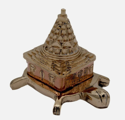 Tortoise Meru Shree Yantra Pyramid In Alloy Metal 2 Inches Energized