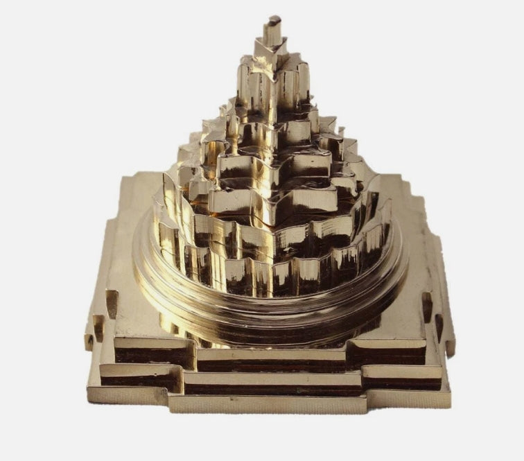 Meru Shree Yantra Pyramid In Alloy Metal 3.50 Inches Energized