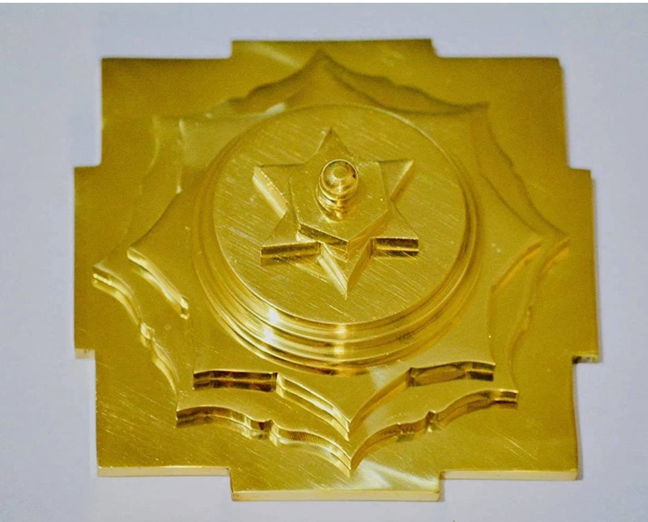 Lord Kuber Meru Yantra Pyramid In Brass Metal 5 Inch Energized