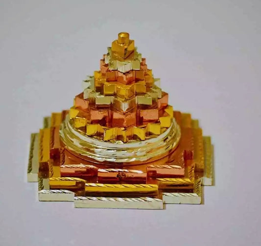 Meru Shree Yantra Pyramid In Panchdhatu Metal 3 Inches Energized
