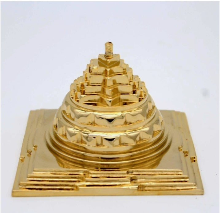 Meru Shree Yantra Pyramid In Brass Metal 3 Inches Energized