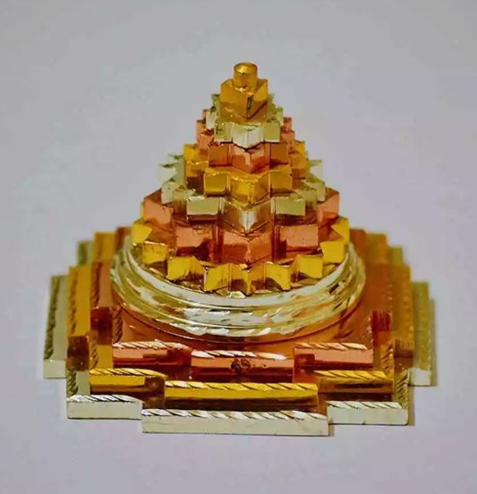 Meru Shree Yantra Pyramid In Panchdhatu Metal 4 Inches Energized