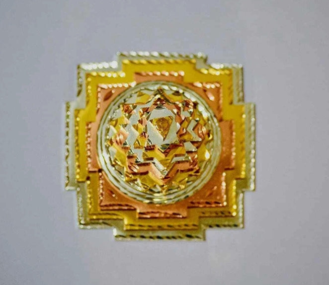 Meru Shree Yantra Pyramid In Panchdhatu Metal 4 Inches Energized