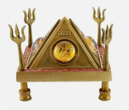Baglamukhi Yantra Chowki In Brass Raksha Kavach Chowki For Protection