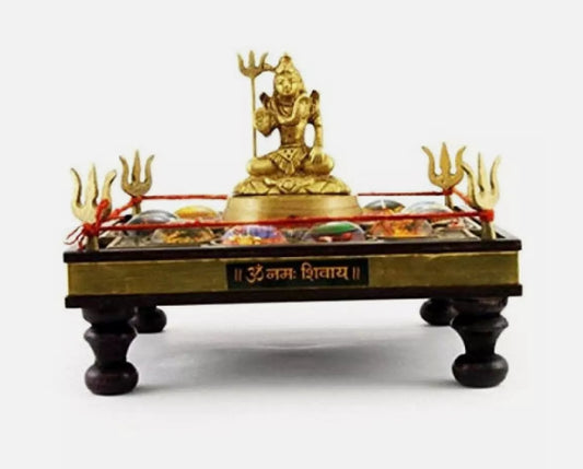 Shri Jyotirlingam Darshan Chowki In Brass / Lord Shiva Yantra Chowki