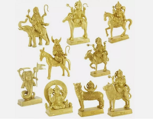 NavGraha Idols In Brass / 9 Planet Statues / Hindu Religion God Sculpture