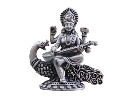 Saraswati Mata Idol In Pure 925 Silver