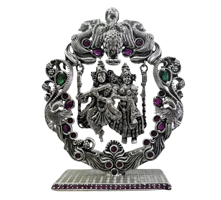 Radhe Krishna On Swing Idol In Pure 925 Silver
