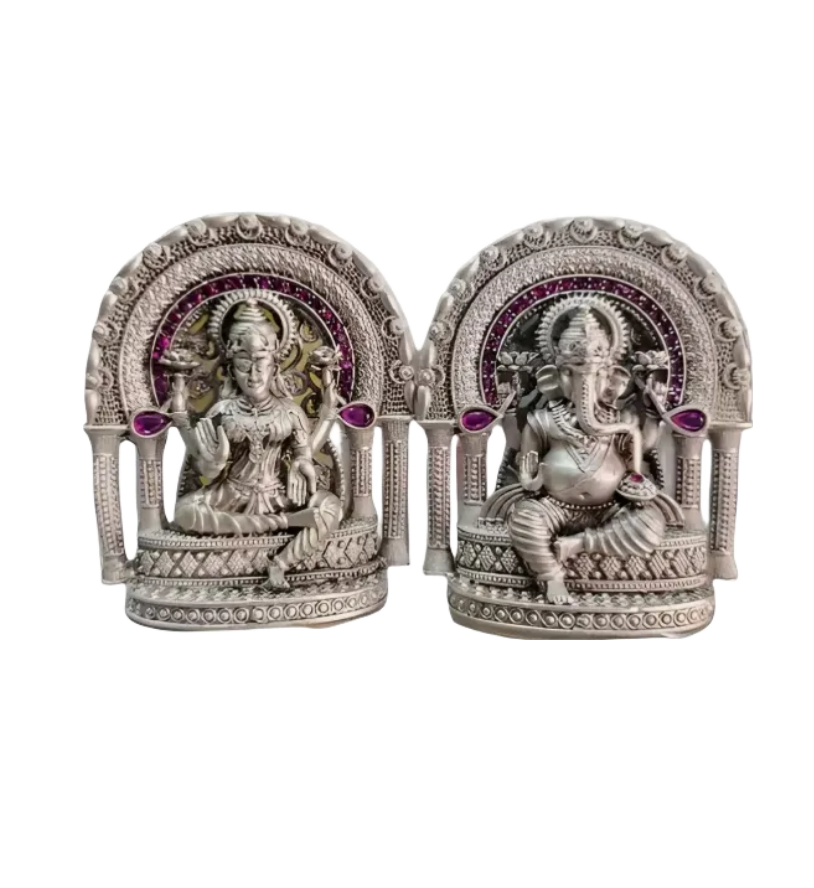 Laxmi Ganesh Idol In Pure 925 Silver