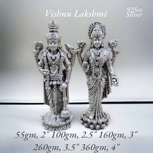 Laxmi Narayan Idol In Pure 925 Silver