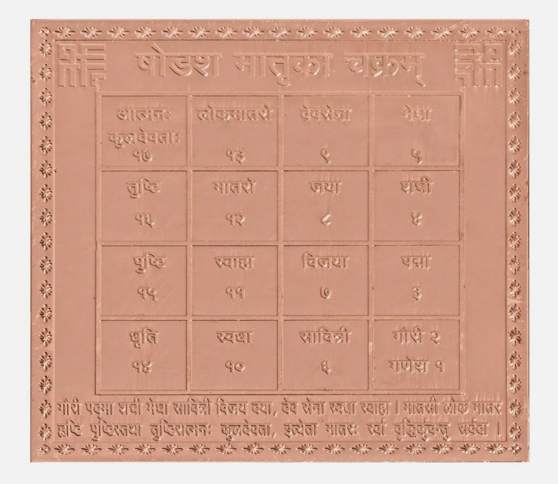 RudraShiv Blessing Sodas Matruka Chakram Yantra carved on copper plate with sacred symbols and inscriptions