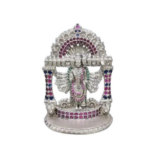 925 silver Dasavatharam idol with intricate gemstone detailing and ornate craftsmanship by RudraShiv Blessing