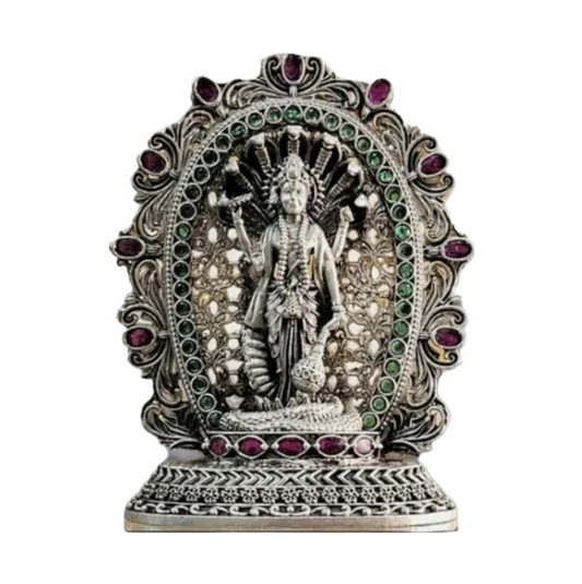 925 silver Lord Vishnu idol with intricate detailing and embellishments by RudraShiv Blessing