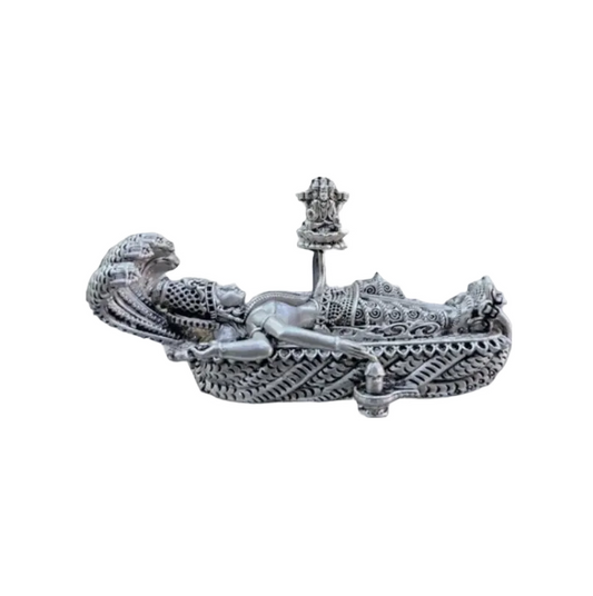 925 silver Padmanabha Swamy idol reclining on serpent with detailed craftsmanship