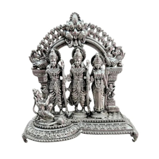 925 silver Ram Darbar idol with intricate design by RudraShiv Blessing featuring Lord Rama, Sita, Lakshman, and Hanuman