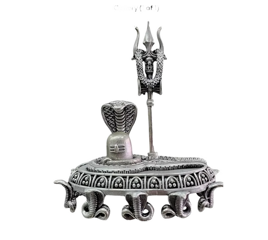 925 silver shivling trishul with detailed cobra and decorative base by RudraShiv Blessing